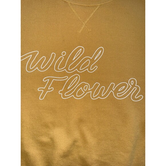 Aerie Oversized Crewneck Sweatshirt Wildflower Graphic Mustard Yellow Pullover L - Picture 6 of 9